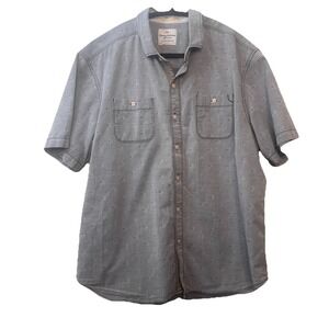 TOMMY BAHAMA Jeans L Island Crafted Button-Up Shirt Blue Jean Short Sleeves Gray